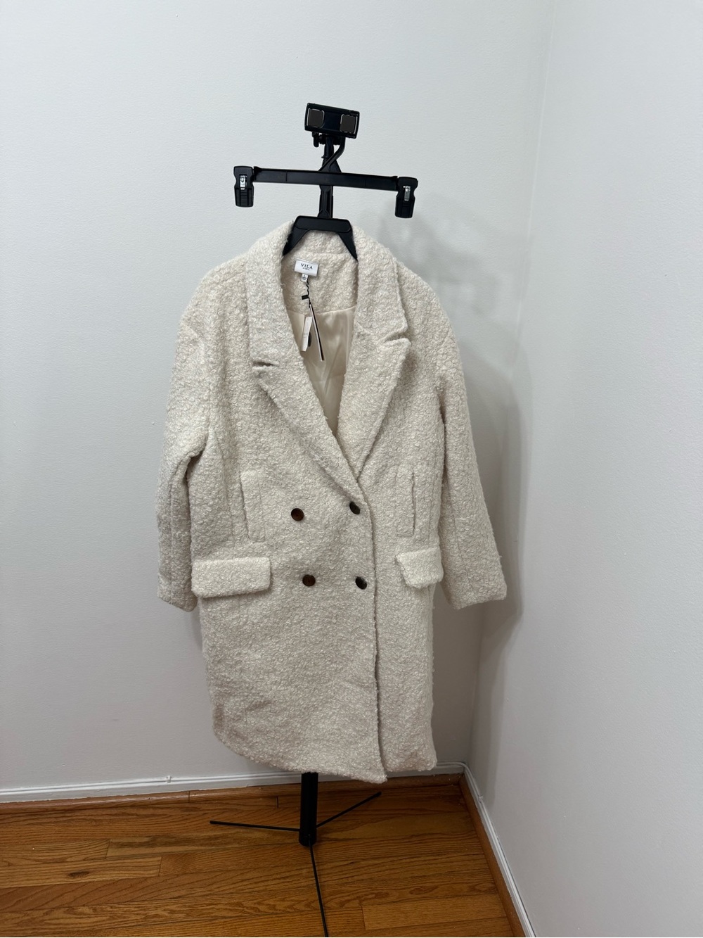 Altar'd State Cream Double-Breasted Teddy Pea Coat - Picture 5 of 7
